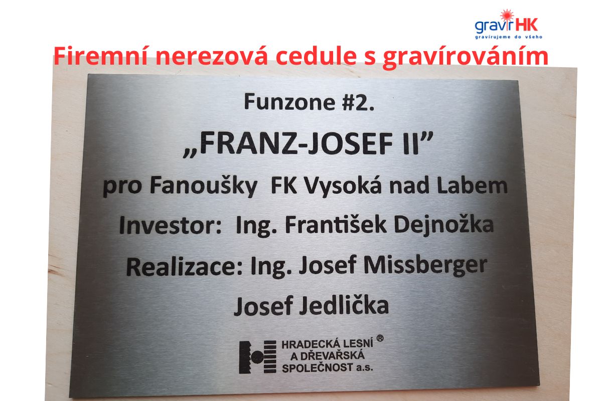 Firemní nerezová cedule, laserové gravírování do kovu, laserové gravírování do nerezu